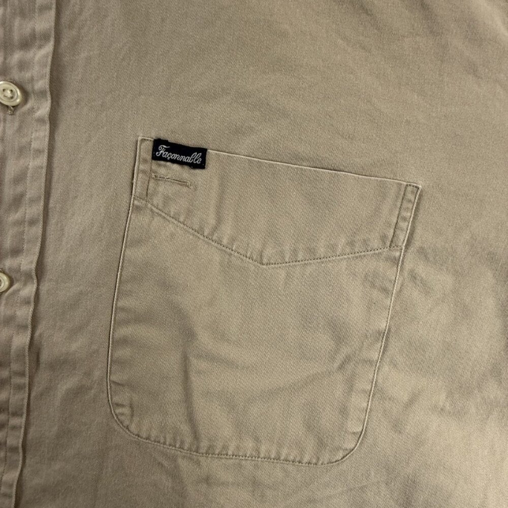 Faconnable Cotton Large Button-Down Beige Long Sl… - image 3